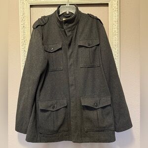 Old Navy Men’s Charcoal Gray Military Style Wool Blend Coat Size XL